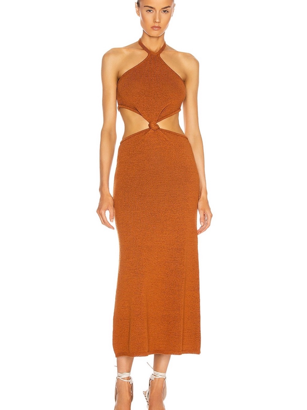 Cult Gaia Cameron Brown Knit Cutout Maxi Dress